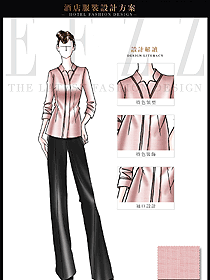 原创制服设计粉红色女款总台收银接待服装款式图413