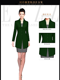 时尚绿色女秋冬职业装服装设计图1495