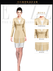 浅卡其色女秋冬职业装制服款式设计图1497