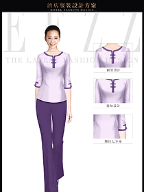 原创制服设计浅紫色女款会所服务生服装款式图618