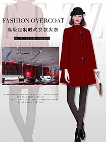 原创制服设计暗红色女职业装大衣服装款式图221