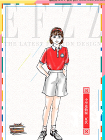时尚红色女款短袖学生服校服款式设计图038