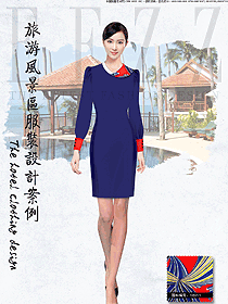新款蓝色连衣裙款西餐服务员制服设计图1288