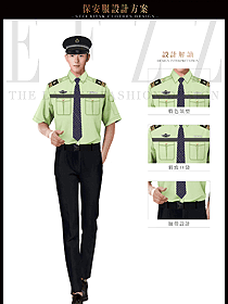 时尚草绿色男款短袖保安服制服设计图342