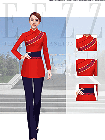 原创制服设计女款民族特色酒店服装款式图227