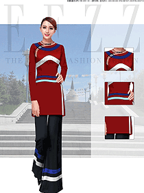 原创制服设计长袖女款民族特色酒店服装款式图230
