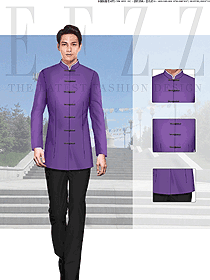 原创制服设计浅紫色长袖男款民族特色酒店服装款式图234