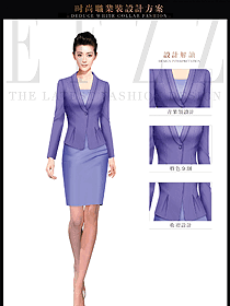 浅紫色短裙套装女秋冬职业装服装设计图1510