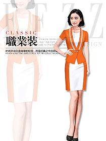 原创制服设计浅橙色连衣裙款专卖店营业员服装款式图1596