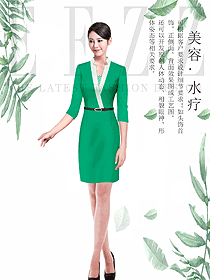 时尚绿色连衣裙水疗会所总台收银制服设计图414