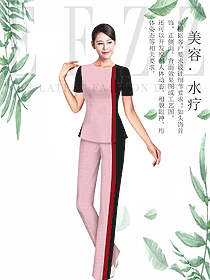 粉红色女款按摩技师服款式设计图1435