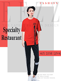 红色短袖女款快餐厅制服设计图242