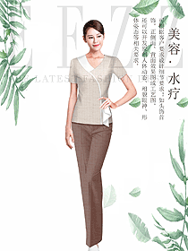 时尚浅灰色女款按摩技师服款式设计图1437