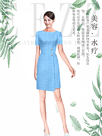 浅蓝色女款按摩技师服款式设计图1438