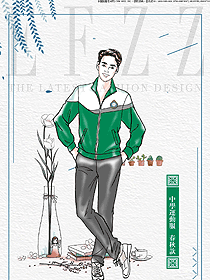 原创制服设计绿色男款学生服校服款式图076
