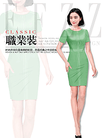 时尚绿色连衣裙款专卖店营业员制服设计图1604