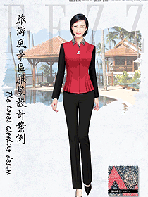 新款红色长袖女款西餐服务员服装款式图1312