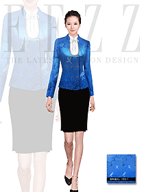 新款蓝色女秋冬职业装服装款式效果图1337