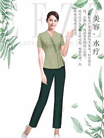 时尚草绿色女款按摩技师服款式设计图1443