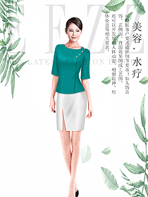 时尚蓝色女款按摩技师服款式设计图1453