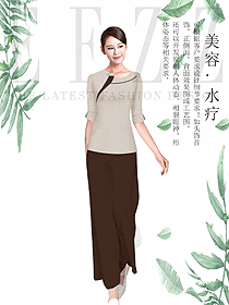 时尚灰色女款按摩技师服款式设计图1459