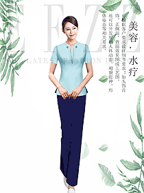 时尚浅蓝色女款按摩技师服款式设计图1462