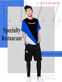时尚短袖男款快餐厅服装款式设计图281