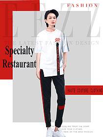 原创设计白色短袖女款快餐厅服务员服装款式图288
