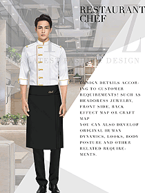 白色立领男款星级酒店厨师服制服设计图447