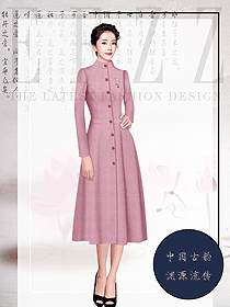 原创制服设计粉红色女职业装大衣服装款式图230