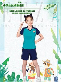 蓝色短袖女款学生服校服款式设计图099