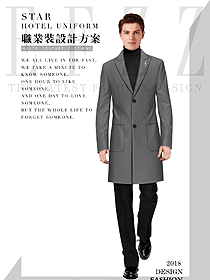 灰色男职业装大衣服装款式图113