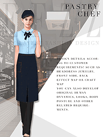 新款浅蓝色短袖女款快餐厅服务员制服设计图316