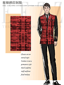 枣红色长袖男款酒店大堂服装款式图1204