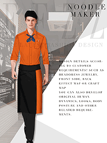 时尚橙色男款快餐厅服务员服装款式设计图321