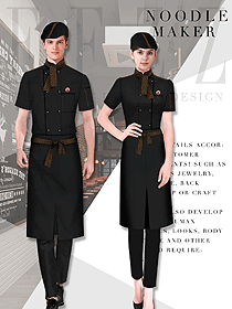 新款黑色短袖男女款酒店厨师服制服设计图468