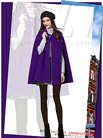 紫色女职业装大衣服装款式效果图235