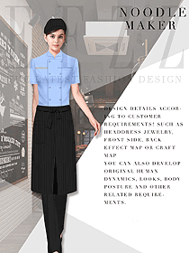 时尚浅蓝色短袖快餐厅服务员服装款式设计图327