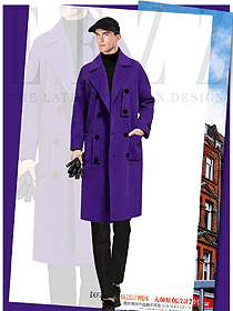 原创制服设计紫色男款职业装大衣服装款式图121
