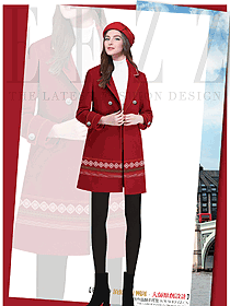 时尚红色女职业装大衣服装款式效果图247
