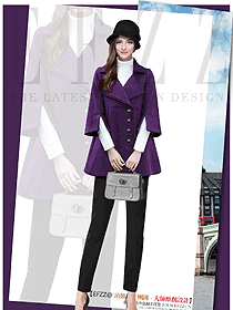 新款紫色女职业装大衣制服设计图251