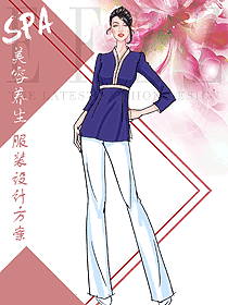 紫色女款美容技师制服设计图631