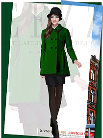 原创制服设计绿色女职业装大衣服装款式图267