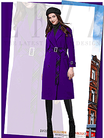 新款紫色女职业装大衣制服设计图268