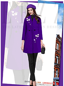 原创制服设计紫色女职业装大衣服装款式图272