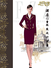 原创制服设计女款星级酒店门童服装款式图1276