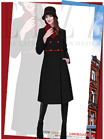 原创制服设计黑色女职业装大衣服装款式图278