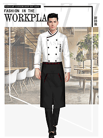 时尚白色长袖男款厨师服款式设计图473