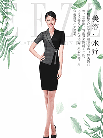 时尚短袖女款总台收银接待制服设计图435