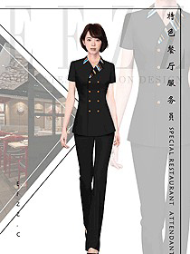 短袖女款快餐厅服务员制服设计图364